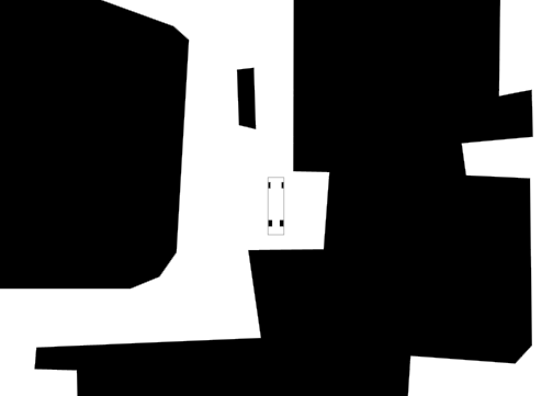 top view outline of a truck near an industrial building